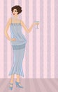 Retro party girl. Vector illustration for your