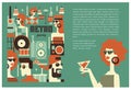 Retro party poster. Vector illustration in retro style. Royalty Free Stock Photo