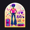 Retro party 80s music poster vector illustration