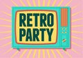 Retro Party typographic poster design with old television screen. Vector illustration. Royalty Free Stock Photo