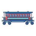 Retro passenger wagon icon, cartoon style