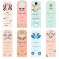 Retro pastel flower bookmarks. Vector elements