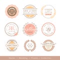 Retro pastel wedding logo frame badge design element Royalty Free Stock Photo