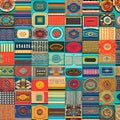 275 Retro Patterns: A retro and vintage-inspired background featuring various retro patterns in bold and retro colors that evoke