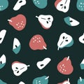 Retro pear fruit vector graphic decoration seamless pattern