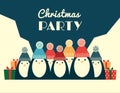 Retro penguins christmas party