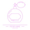 Retro perfume bottle, retro perfume bottle icon in pink. Vector illustration