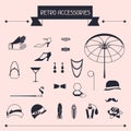 Retro personal accessories, icons and objects of Royalty Free Stock Photo