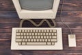 Retro Personal Computer. The System Unit, Monitor, Keyboard and Mouse. 3d Rendering Royalty Free Stock Photo