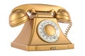 Retro phone from golden, copper, bronze or brass. 3D rendering