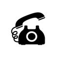 Retro phone icon in black in flat style Royalty Free Stock Photo