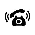 Retro phone icon in black with waves Royalty Free Stock Photo