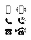 Retro phone icon set. Black phone symbols Royalty Free Stock Photo