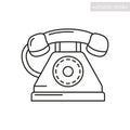 Retro phone line icon. Landline device with handset and dial Royalty Free Stock Photo