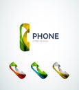 Retro phone logo design made of color pieces