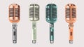 Vintage Microphones: Charming Character Illustrations In Naturecore And Quantumpunk Style