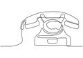 Retro phone one line drawing. Vector illustration old electronic object. Vintage minimalism continuous contour lineart style Royalty Free Stock Photo