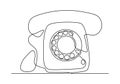 Retro phone one line drawing. Vector illustration old electronic object. Vintage minimalism continuous contour lineart style Royalty Free Stock Photo