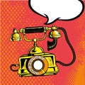 Retro phone ringing. Vector illustration in comic pop art style