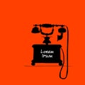 Retro phone silhouette, sketch for your design Royalty Free Stock Photo