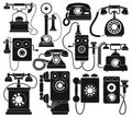 Retro phone vector black set icon. Vector illustration vintage telephone on white background. Isolated black set icon Royalty Free Stock Photo