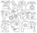 Retro phone vector outline set icon. Vector illustration vintage telephone on white background. Isolated outline set Royalty Free Stock Photo
