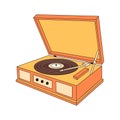 Retro phonograph icon. Vintage Record player with vinyl disc. Portable turntable