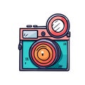 Retro Photo camera colorful doodle vector icon. Royalty Free Stock Photo