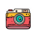 Retro Photo camera colorful doodle vector icon. Royalty Free Stock Photo