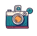 Retro Photo camera colorful doodle vector icon. Royalty Free Stock Photo