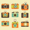 Retro photo camera icons set