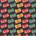 Retro photo camera seamless pattern. Royalty Free Stock Photo