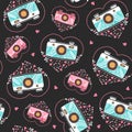 Retro photo camera seamless pattern. Royalty Free Stock Photo