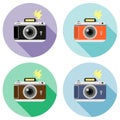 Retro photo camera. Set of retro cameras isolated on white background. Vector illustration. Royalty Free Stock Photo