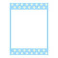 Cartoon cute retro instant photo frame. Modern design with blue color base and chrysanthemum pattern.