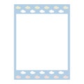 Cartoon cute retro instant photo frame. Modern design with blue color base and cloud pattern.