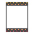 Cartoon cute retro instant photo frame. Modern design with black color base and heart pattern.