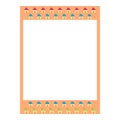 Cartoon cute retro instant photo frame. Modern design with orange color base and house pattern.