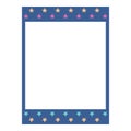 Cartoon cute retro instant photo frame. Modern design with blue color base and star pattern.