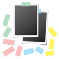 Retro Photo Frames with Collection of Colorful Sticky Tape Pieces Royalty Free Stock Photo