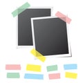 Retro Photo Frames with Collection of Colorful Sticky Tape Pieces Royalty Free Stock Photo