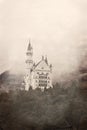 Retro photo of Neuschwanstein Castle in Bavaria