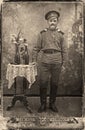 Retro photo soldier of Russian imperial army