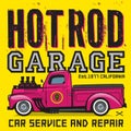 Retro pickup truck poster with text Hot Rod Garage Royalty Free Stock Photo