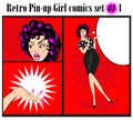Retro pin-up girl bannners template collection cards posters