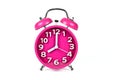 Retro pink alarm clock isolated Royalty Free Stock Photo