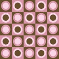 Retro pink and brown circles and squares collage
