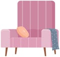 Retro pink colored armchair. Living room furniture design concept modern home interior element Royalty Free Stock Photo