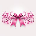 Retro pink ribbon on eggshell white