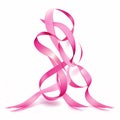 Retro pink ribbon on eggshell white